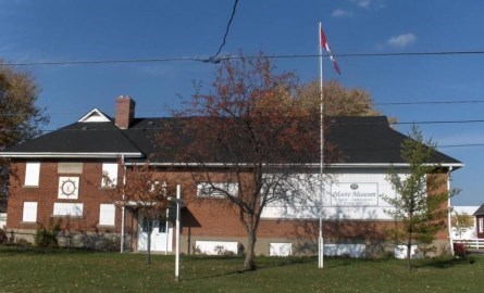 Side view of a red brick building.