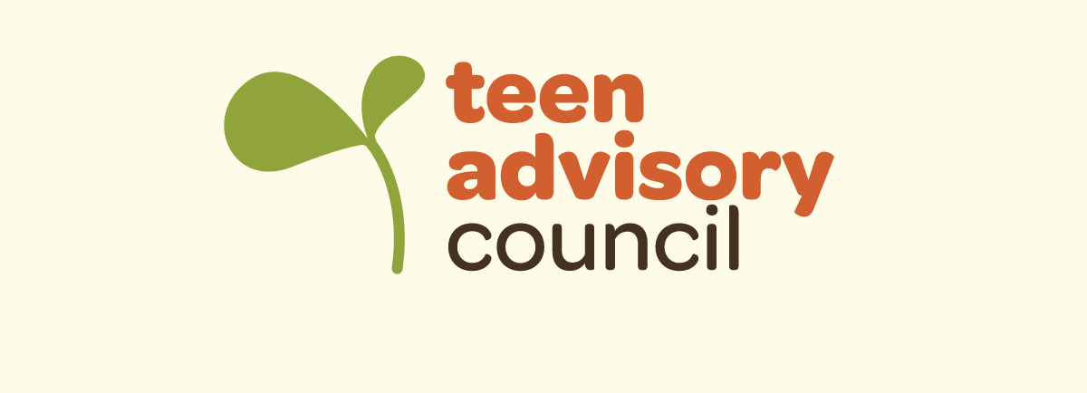 Teen Advisory Council text with a green sprout icon on a light background.
