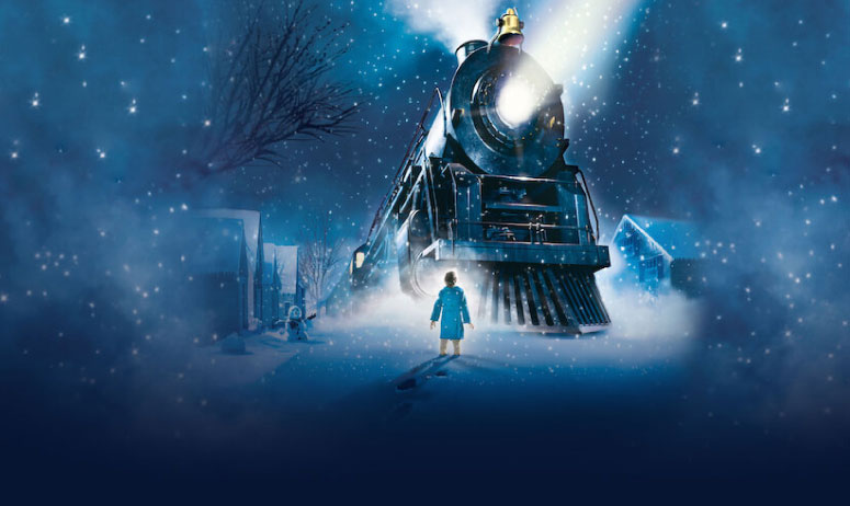 The Polar Express. Train on a wintery night. 
