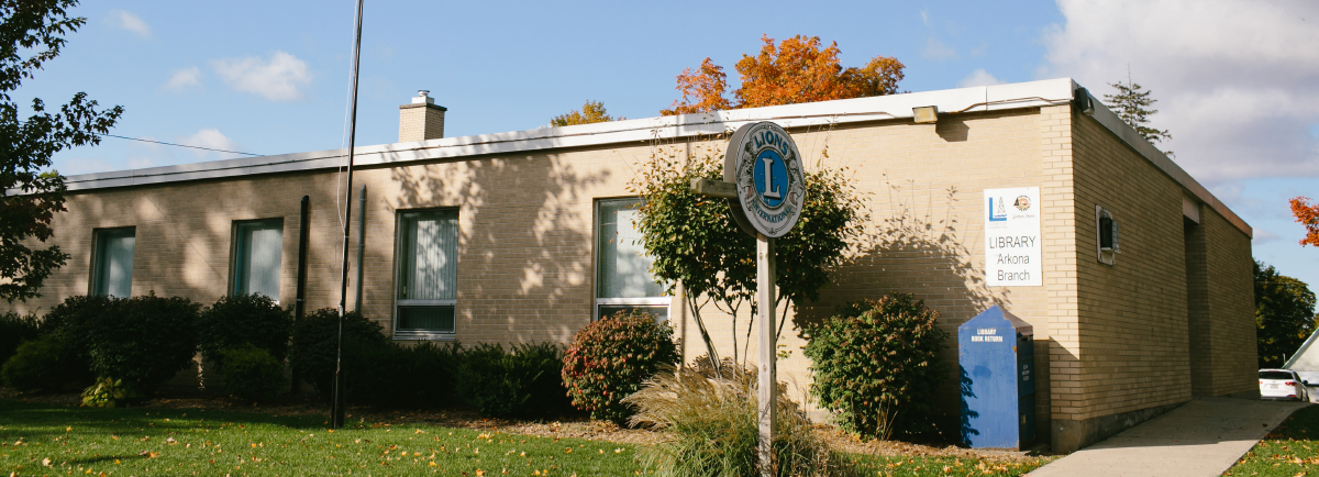 Front of Arkona Library. 