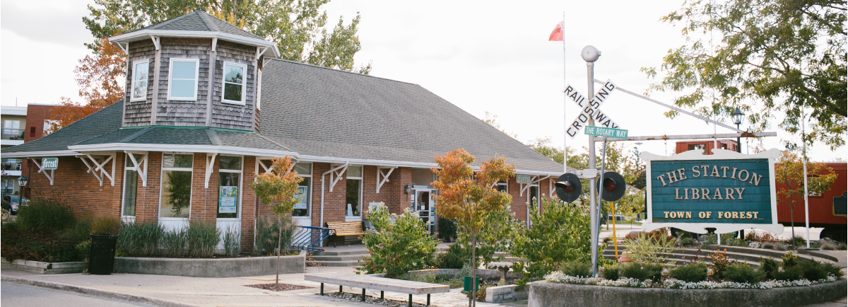 Outside of Forest library building. 