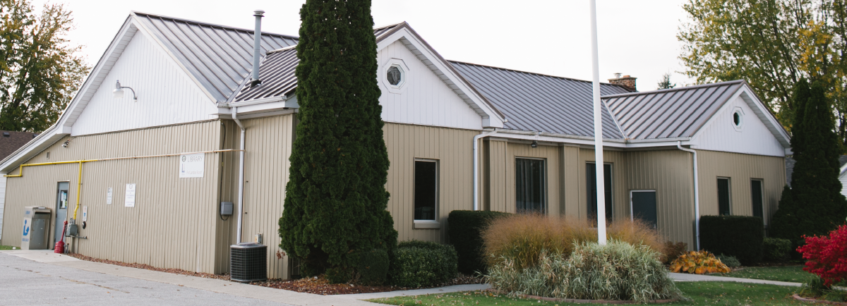 Outside of Port Lambton library building. 