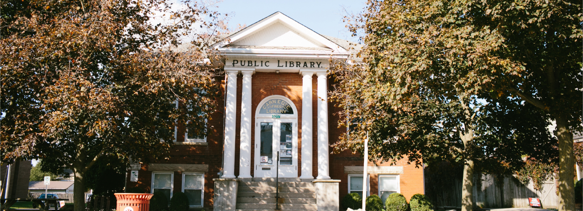 Outside of Watford library building. 