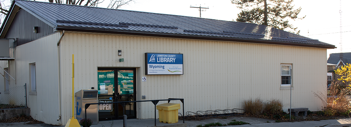 Outside of Wyoming library building. 